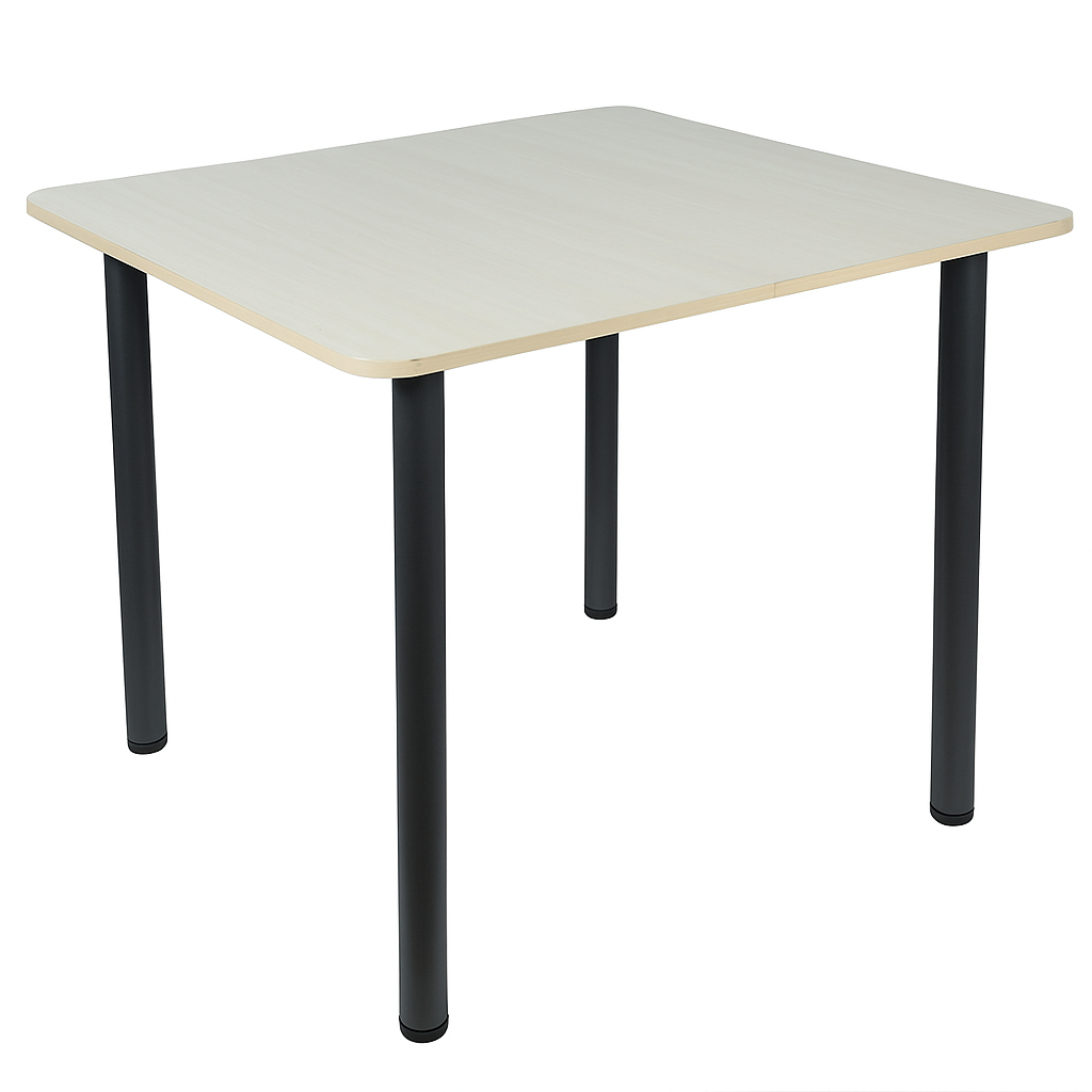 Стіл квадратний 4-х місний для шкільної їдальні, на металевому каркасі (кругла труба), ЛЕЛЕКА, 900х900х760 мм.